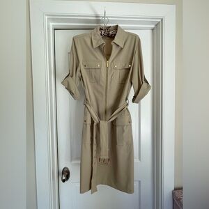 Michael Kors Beige Safari style/Utility Dress with Belt - Size M